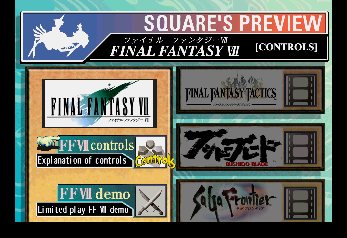 Final Fantasy VII Interactive Sampler CD Title Screen